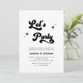 Retro Groovy Let's Party Lässig Post Wedding Party Einladung (Stehend Vorderseite)