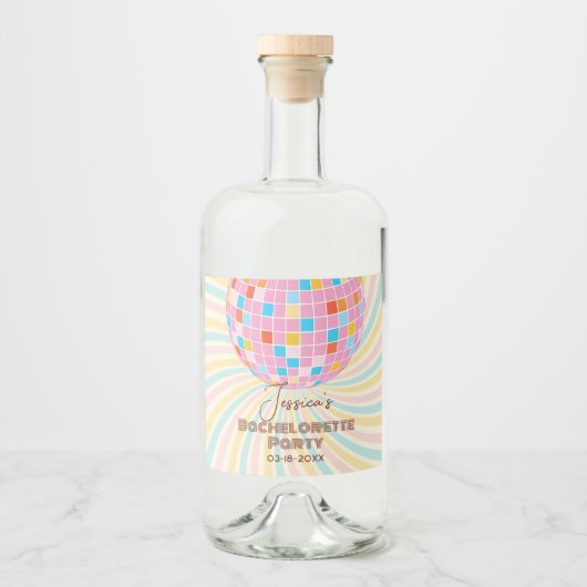 Retro Groovy Letzte Disco Junggeselinnen-Abschied Alkoholflaschenetikett (Vorderseite)