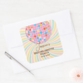 Retro Groovy Letzte Disco Junggeselinnen-Abschied Quadratischer Aufkleber (Umschlag)