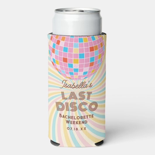 Retro Groovy Letzte Disco Junggeselinnen-Abschied Selters Dosenkühler (Seltzer Rückseite)