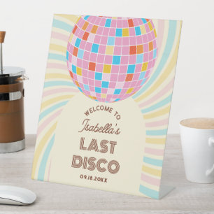 Retro Groovy Letzte Disco Junggeselinnen-Abschied  Sockelschild