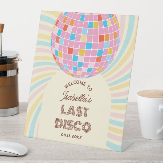 Retro Groovy Letzte Disco Junggeselinnen-Abschied Sockelschild (In Situ)