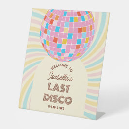 Retro Groovy Letzte Disco Junggeselinnen-Abschied  Sockelschild