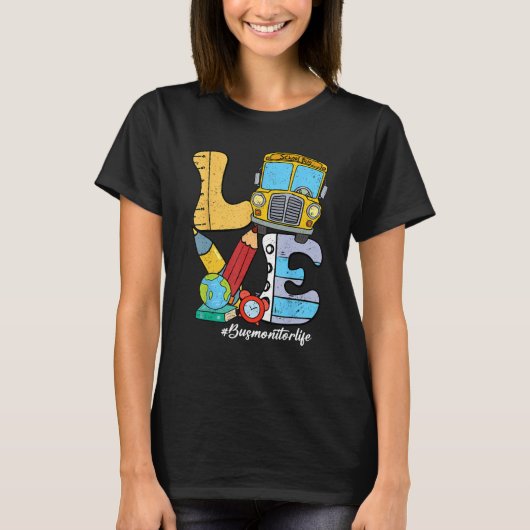 Retro Groovy LIEBE Bus Monitor T-Shirt (Vorderseite)