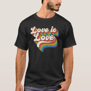 Retro Groovy Liebe ist Liebe Rainbow LGBT Equality T-Shirt