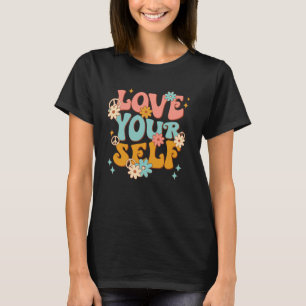 Retro Groovy Liebe Sie selbst Daisy Hippie Motivat T-Shirt