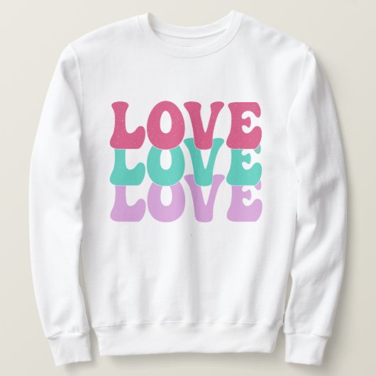 Retro Groovy Liebe Valentine Rainbow Sweatshirt (Design vorne)