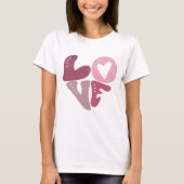 Retro Groovy Liebe Valentinstag Rosa T-Shirt (Vorderseite)