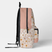 Retro Groovy Light Pink Floral Girl Bedruckter Rucksack (Links)