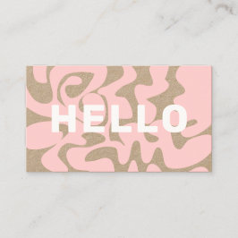 Retro Groovy Light Pink White Hello Kraft Visitenkarte