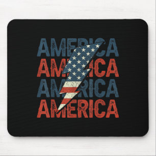 Retro Groovy Lightning Bolt America Happy 4. J Mousepad