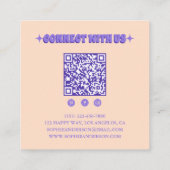 Retro Groovy Lila Abstrakt mit QR-Code Quadratische Visitenkarte (Rückseite)