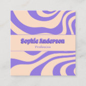 Retro Groovy Lila Abstrakt mit QR-Code Quadratische Visitenkarte (Vorderseite)