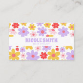 Retro Groovy Lila farbenfrohe Blumenhaar Stylist Visitenkarte (Vorderseite)