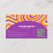 Retro Groovy Lila QR Code 70er Psychedelic Unique Visitenkarte (Rückseite)