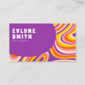 Retro Groovy Lila QR Code 70er Psychedelic Unique Visitenkarte (Vorderseite)