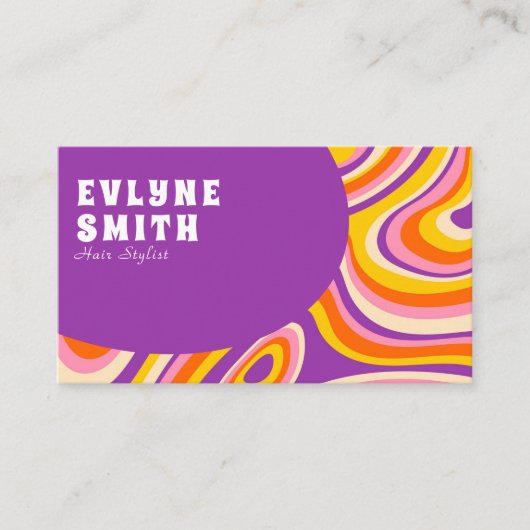 Retro Groovy Lila QR Code 70er Psychedelic Unique Visitenkarte (Vorderseite)