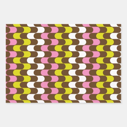 Retro Groovy Limon Pink Brown Abstrakt Art Muster Geschenkpapier Set (Vorderseite 2)