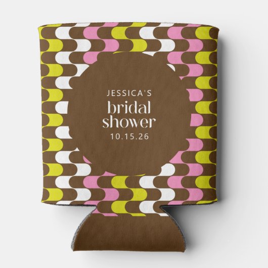 Retro Groovy Limon rosa und braun Brautparty Dosenkühler (Rückseite)
