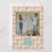 Retro Groovy Line mit QR/Foto Hochzeit Einladung (Rückseite)