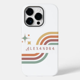 Retro Groovy Lines 70er 80er Gelb Orange Green Case-Mate iPhone 14 Pro Hülle