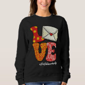 Retro Groovy LOVE Letter Envelope Leopard Postal W Sweatshirt (Vorderseite)