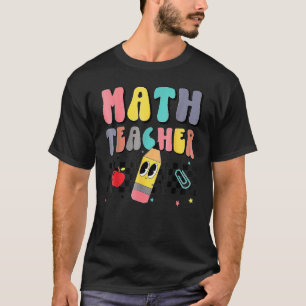Retro Groovy Lustiger Mathelehrer Glücklicher 100 T-Shirt
