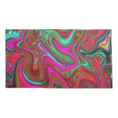 Retro Groovy Magenta, Abstrakte Kunst in Rot und B Kissenbezug (Rückseite-Links)