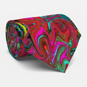 Retro Groovy Magenta, Abstrakte Kunst in Rot und B Krawatte