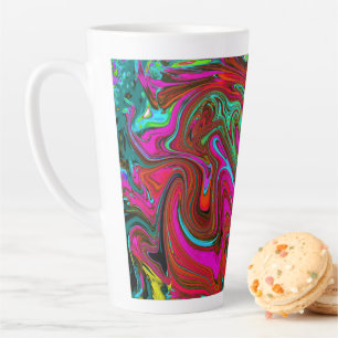 Retro Groovy Magenta, Abstrakte Kunst in Rot und B Milchtasse