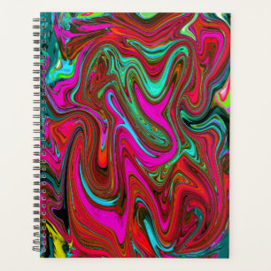 Retro Groovy Magenta, Abstrakte Kunst in Rot und B Planer