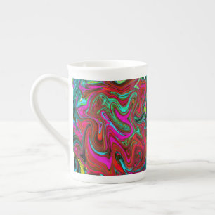 Retro Groovy Magenta, Abstrakte Kunst in Rot und B Porzellantasse