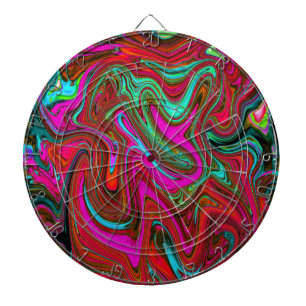Retro Groovy Magenta, Rot und Blau Abstrakt Kunst Dartscheibe