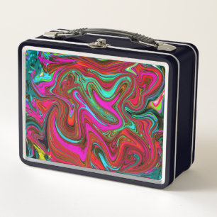 Retro Groovy Magenta, Rote und Blaue Abstrakte Kun Metall Brotdose