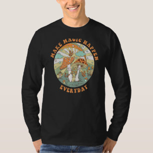 Retro Groovy Make Magic Happen Pilz Hippie Bot T-Shirt