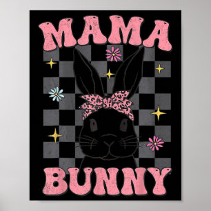 Retro Groovy Mama Bunny Matching Family Oaster Mam Poster
