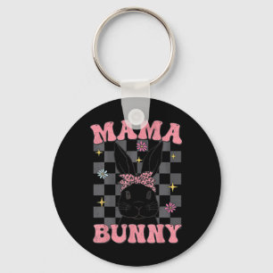 Retro Groovy Mama Bunny Matching Family Oaster Mam Schlüsselanhänger
