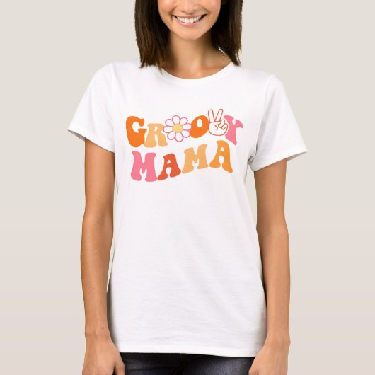 retro groovy mama First Birthday Matching  T-Shirt (Vorderseite)