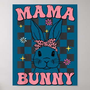 Retro groovy Mama-Häschen passende Familie Ostern Poster