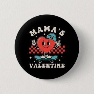 Retro Groovy Mama ist mein Valentinstag Süßes Herz Button