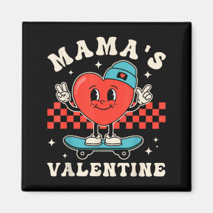 Retro groovy Mama ist Valentinstag süßes Herz Jung Magnet