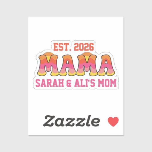 Retro Groovy Mama Sticker mit ausgestanztem Rand - (Blatt)