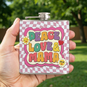 Retro Groovy Mama Zitat Typografie Muttertag Flachmann