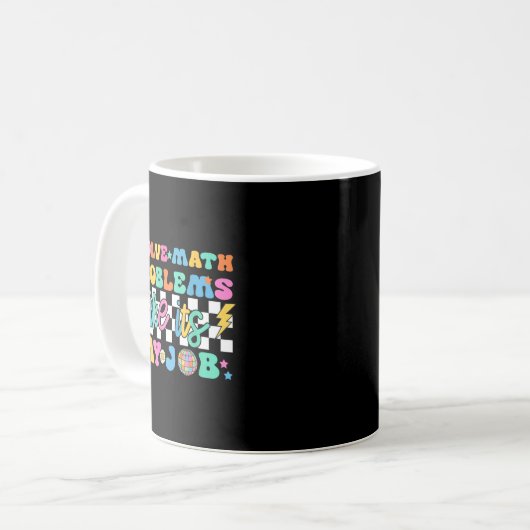 Retro Groovy Math Teacher Funny Back To School Gif Kaffeetasse (Vorderseite Links)