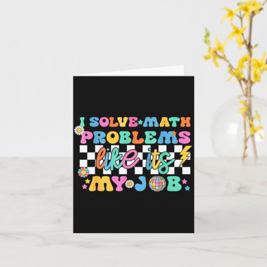 Retro Groovy Math Teacher Funny Back To School Gif Karte (Gelbe Blume)