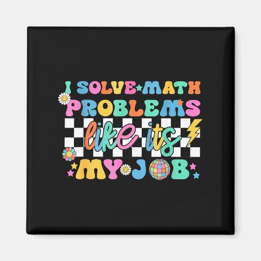 Retro Groovy Math Teacher Funny Back To School Gif Magnet (Vorne)