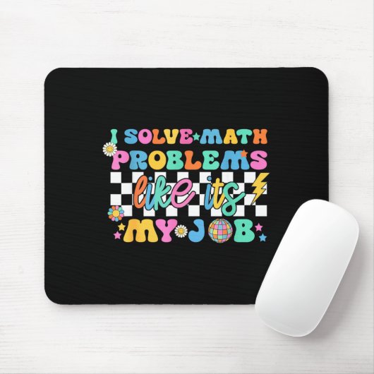 Retro Groovy Math Teacher Funny Back To School Gif Mousepad (Mit Mouse)