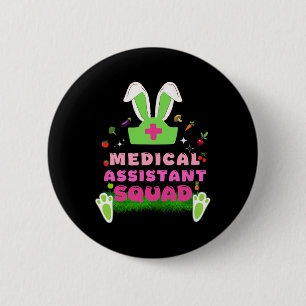 Retro Groovy Medical Istant Squad Bunny Ear Blume Button