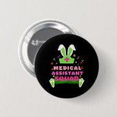 Retro Groovy Medical Istant Squad Bunny Ear Blume Button (Vorne & Hinten)
