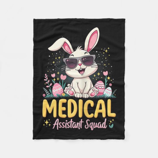 Retro Groovy Medical Istant Squad Bunny Ear Blume Fleecedecke (Vorderseite)